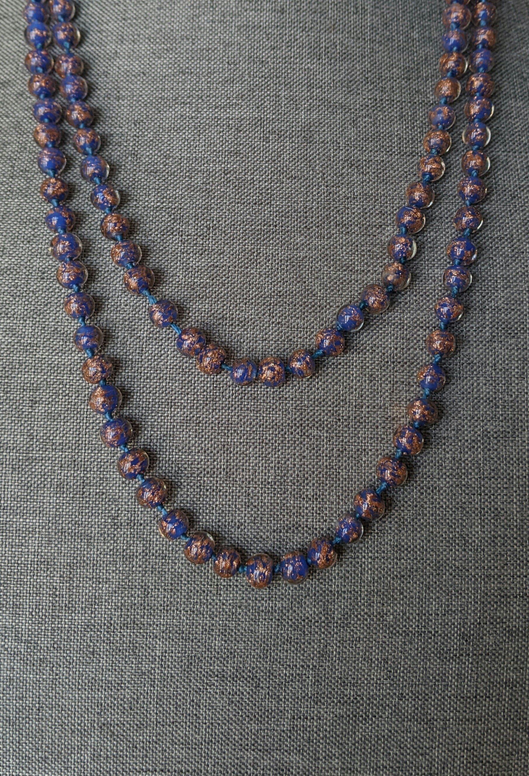 Vintage Glass Hand Knotted Bead Necklace