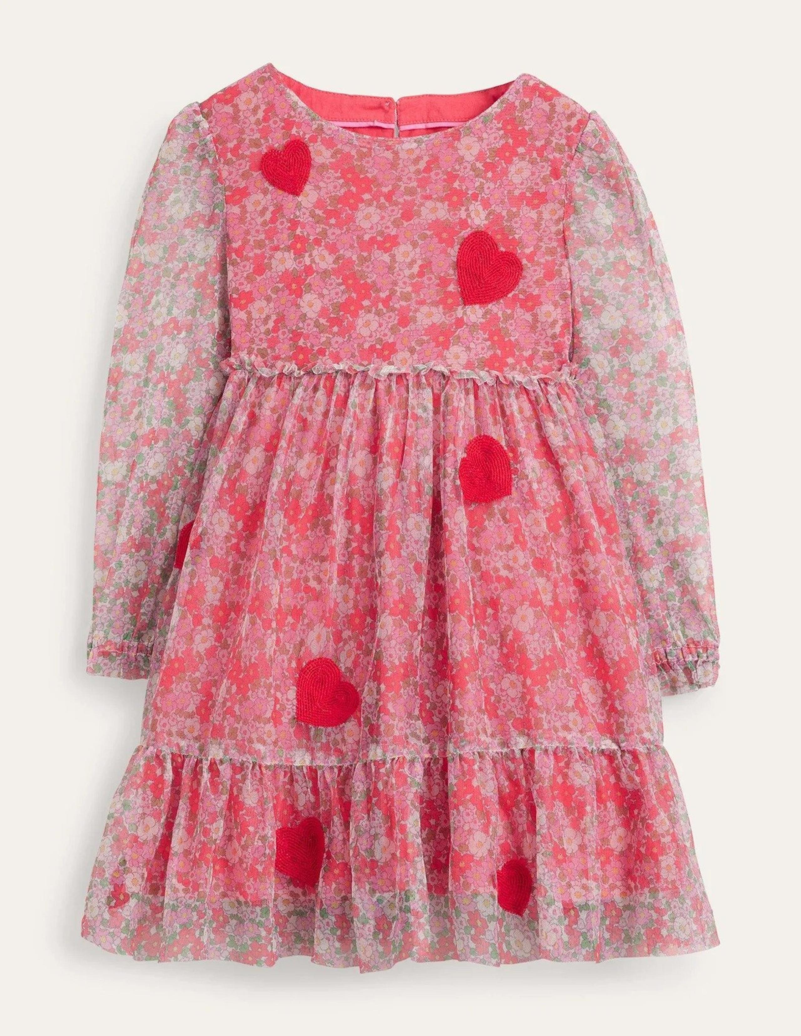 NWT Mini Boden Flowerbed Hearts Tulle Dress 7-8Y