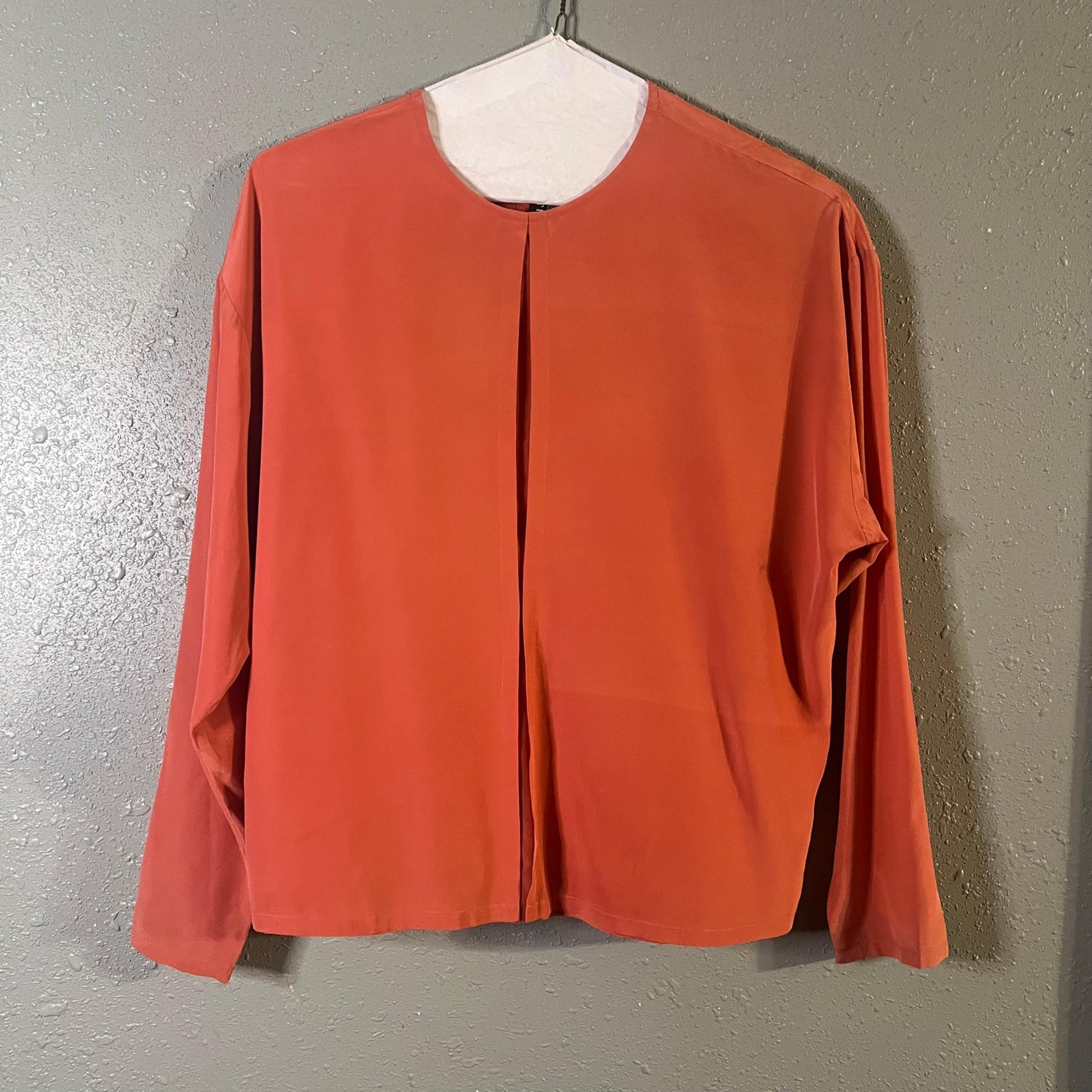 Peach Silk Blouse Linda Allard Ellen Tracy VTG Silk Blouse sz 12 Faux split fron