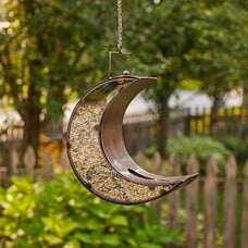 India Recycled Metal Crescent Moon Shape Bird Feeder=[]er;
