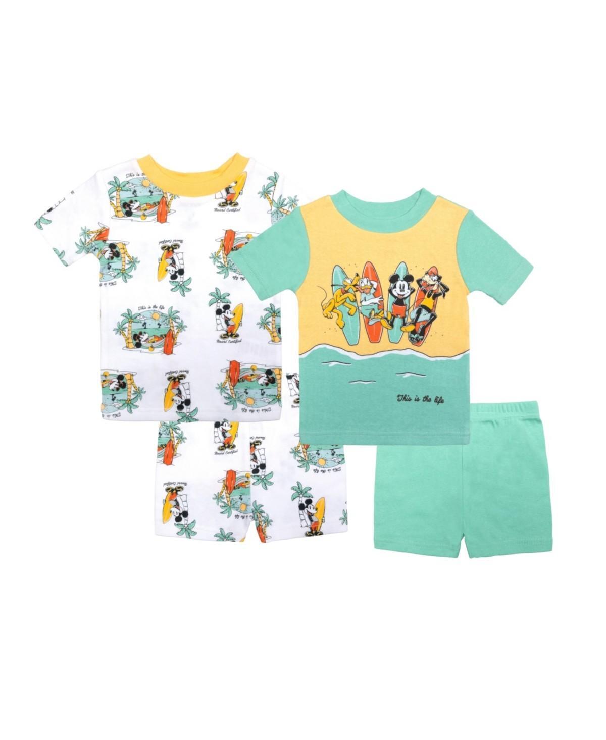 Mickey Mouse Toddler Boys Cotton 4 Piece Pajama Set - Assorted 3T