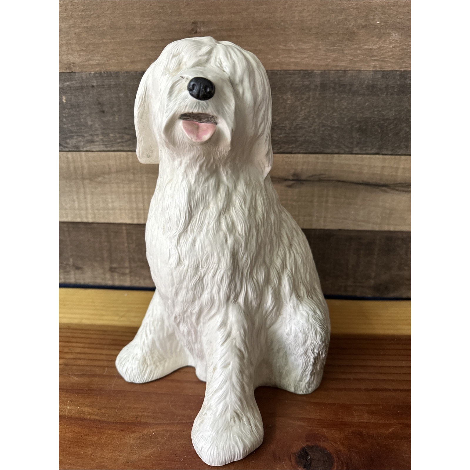 Vintage Ceramic Old English Sheepdog Statue 12” Tall