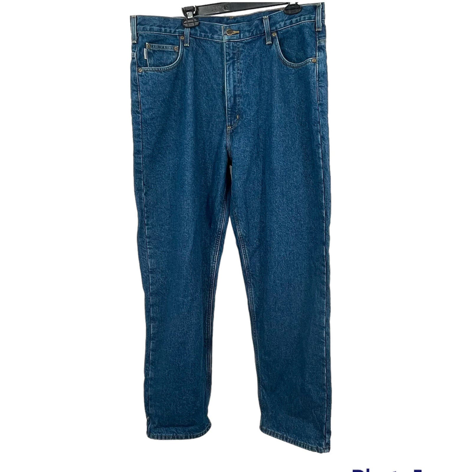 Carhartt B172 Flannel-Lined Jeans Men's 40X32 Relaxed Fit Dark Wash Denim