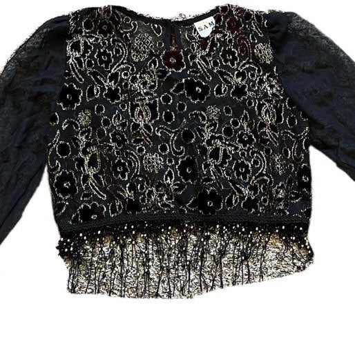 SAM Vintage 1970s Beaded Fringed Blouse