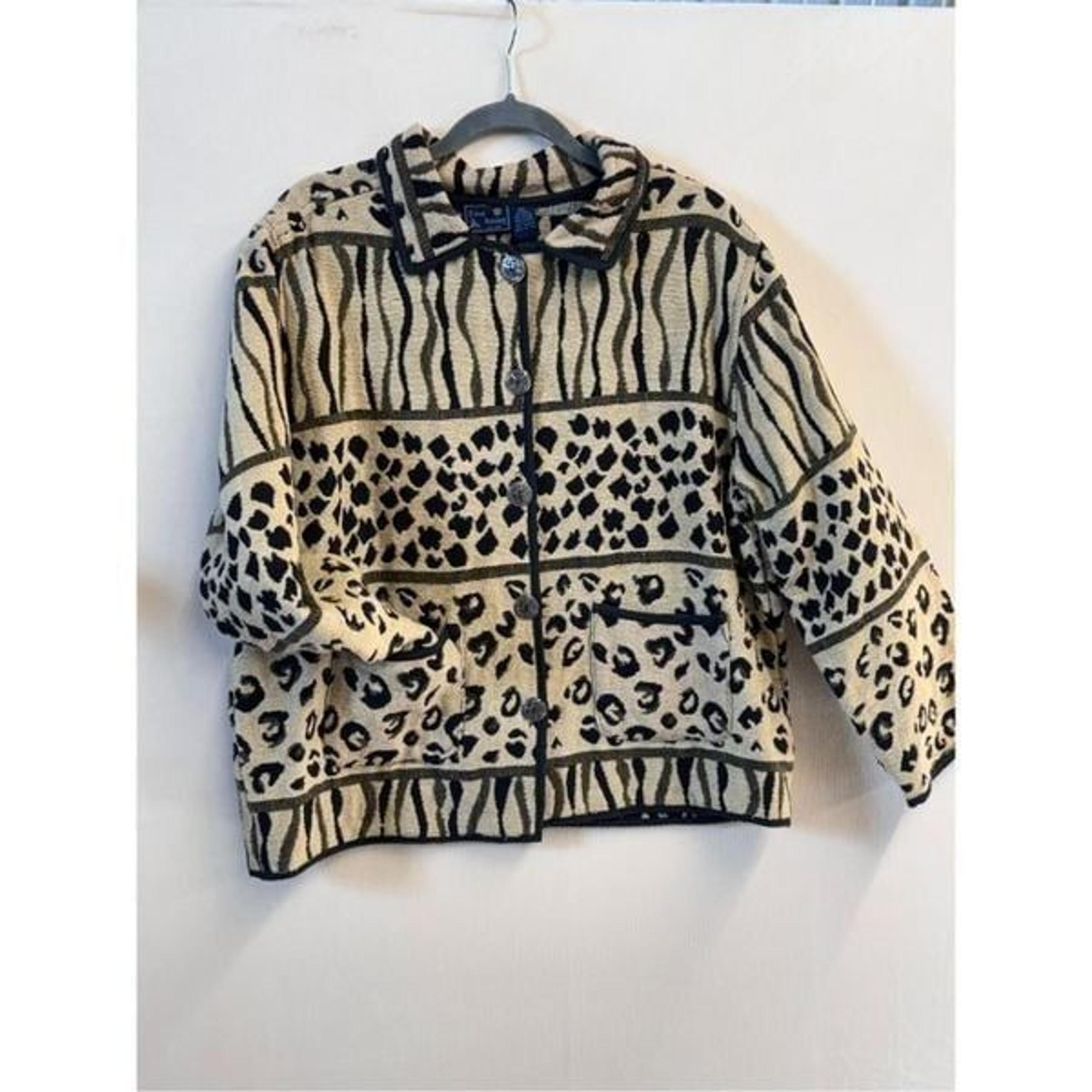 Jane Ashley Tapestry jacket animal print safari wearable art women’s sz XL