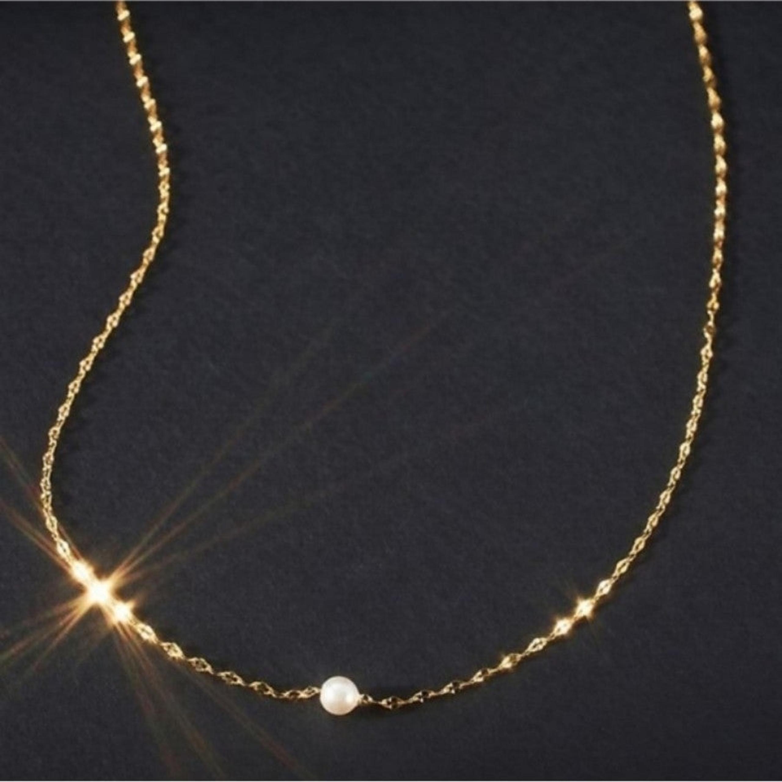 Anthropologie 14K Gold Delicate Pearl Necklace