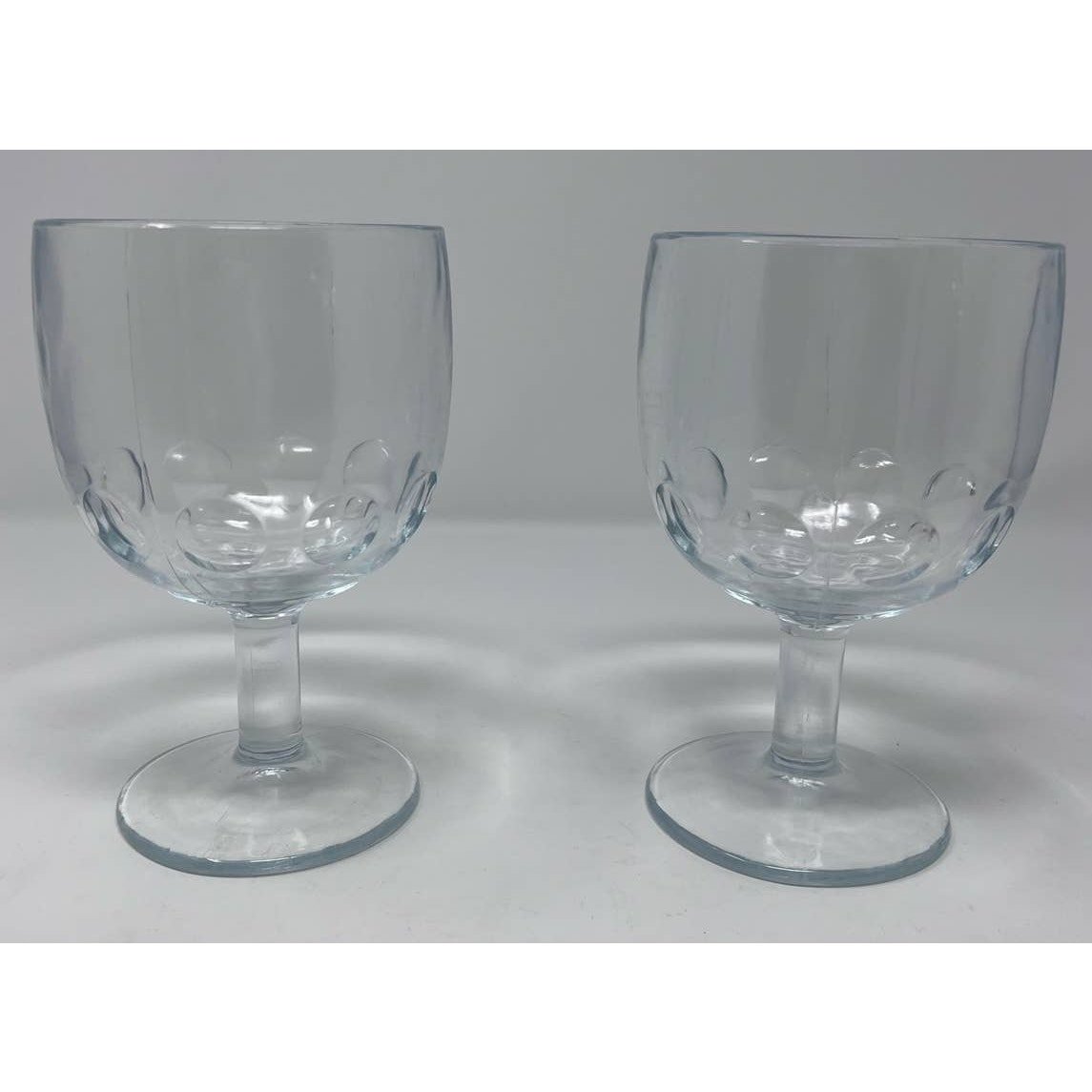 Water Goblets/Glasses Set of 2 Indented Circles by the Stem 6" Tall x 3 3/4" W