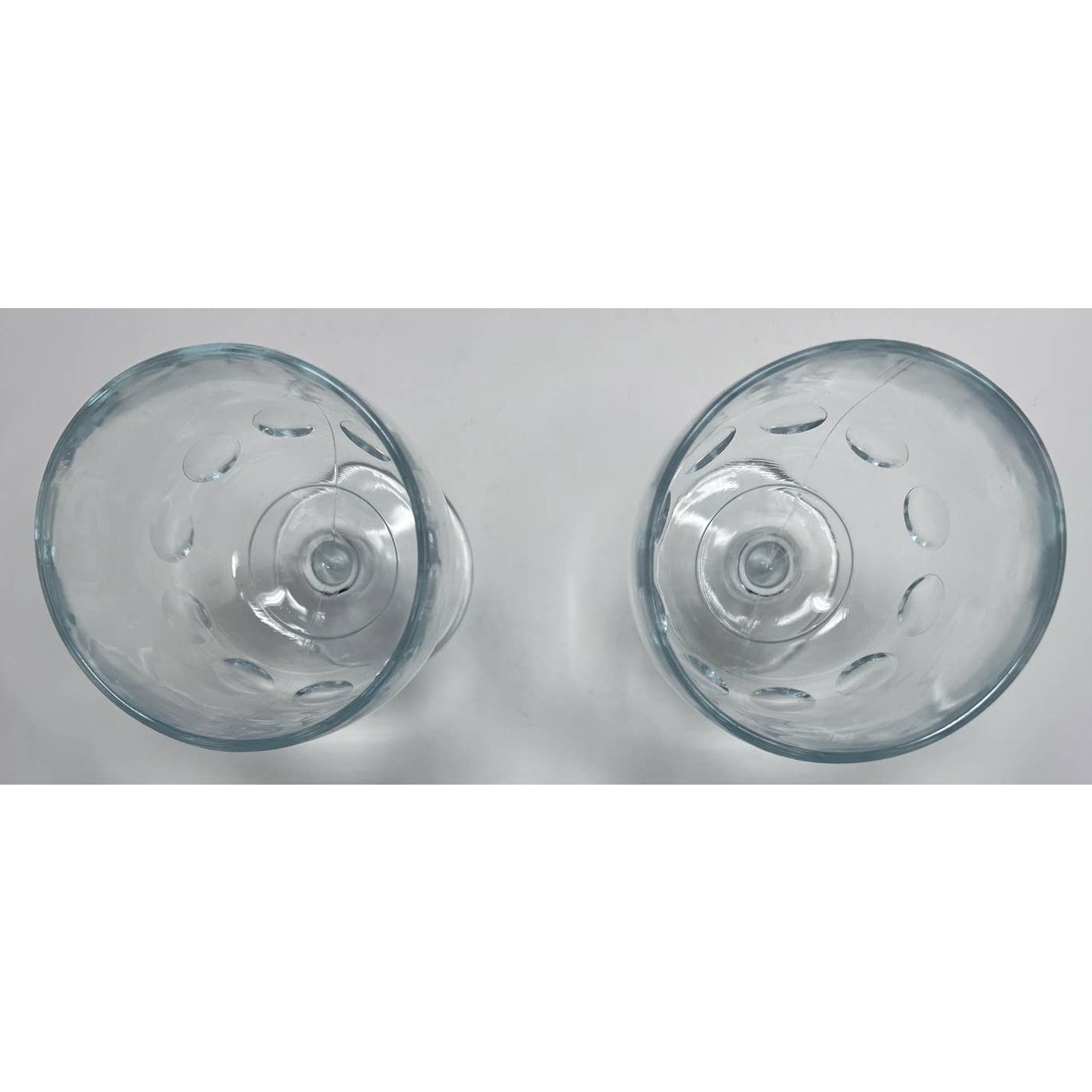 Water Goblets/Glasses Set of 2 Indented Circles by the Stem 6" Tall x 3 3/4" W - detail