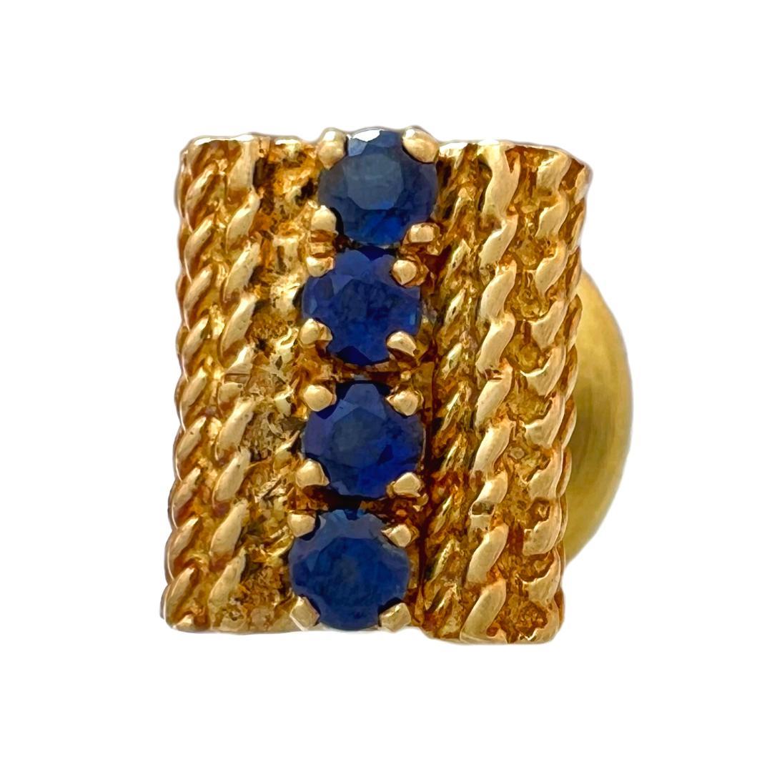 Tiffany Tie Pin Vintage 18K Sapphire Tie Tack YG Rare