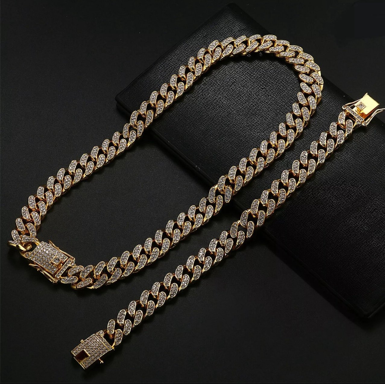 14K GOLD PLATED ICED OUT DIAMOND SIMULATED   CHAINS COMBO 18 BEST OF THE BEST