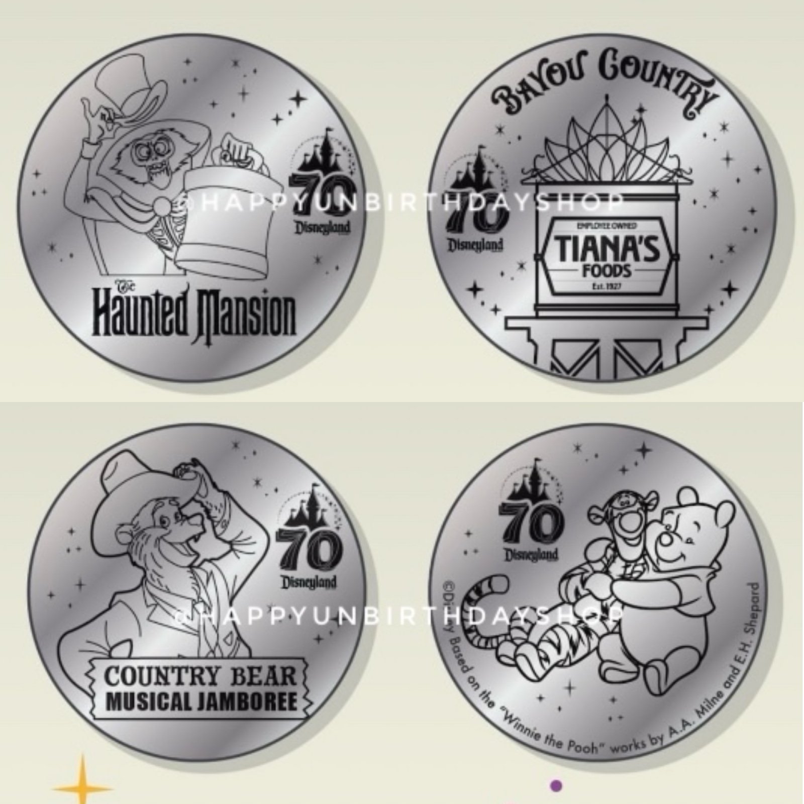 Disneyland 70th Anniversary Collectible Medallions Attractions