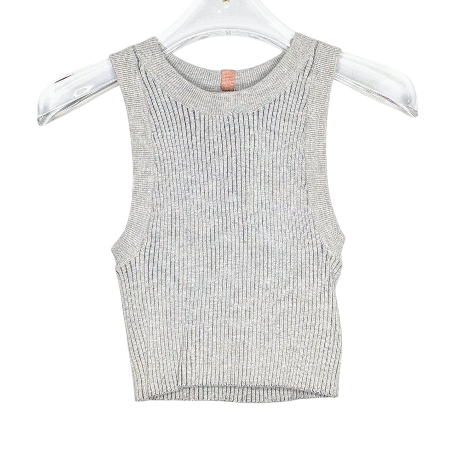 Lunya Gray Cozy Cotton Silk Ribbed Racerback Cropped Tank Top Stretch Size S