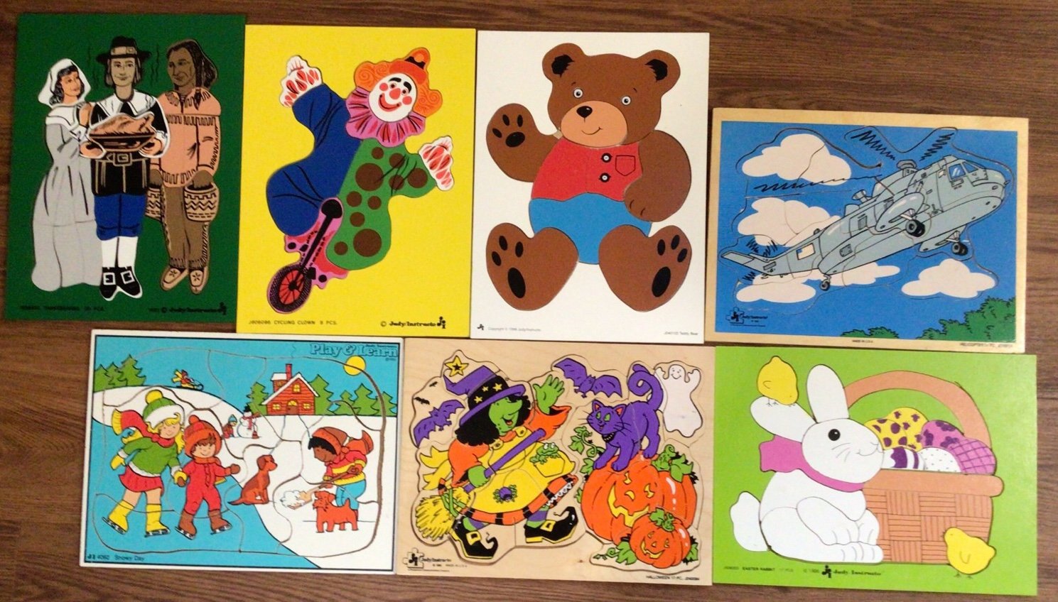 RARE Vintage Wooden Judy/instructo Puzzle Lot - 7 Puzzles
