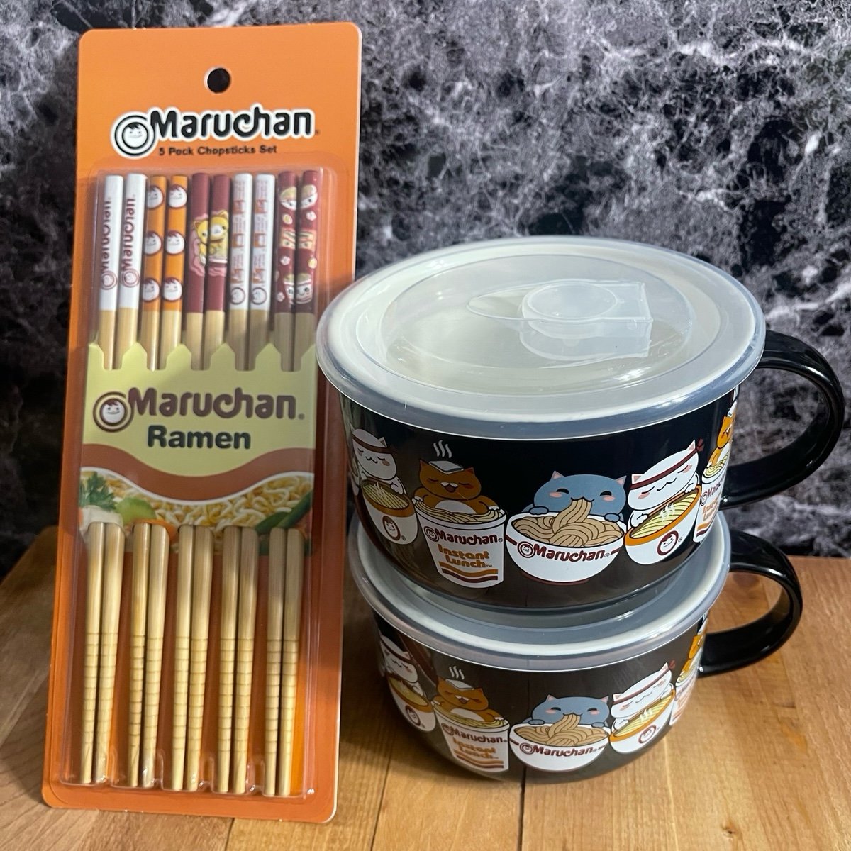 Maruchan Ramen Cat Bowl Set with Chopsticks