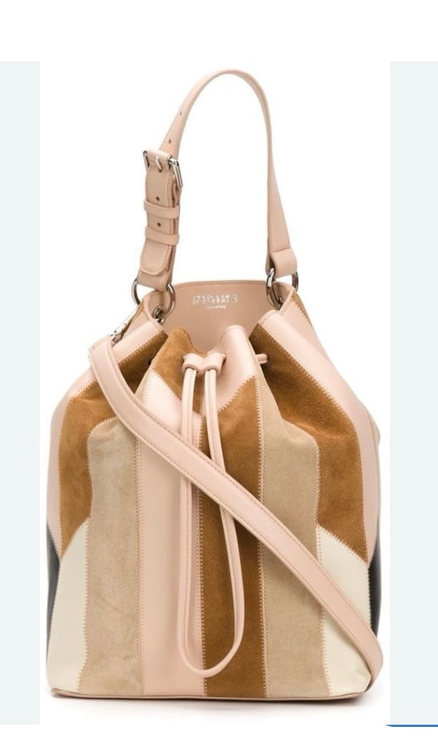 Derek Lam 10 Crosby Patchwork Bucket Handbag Pink Brown Tan Cream Leather Suede