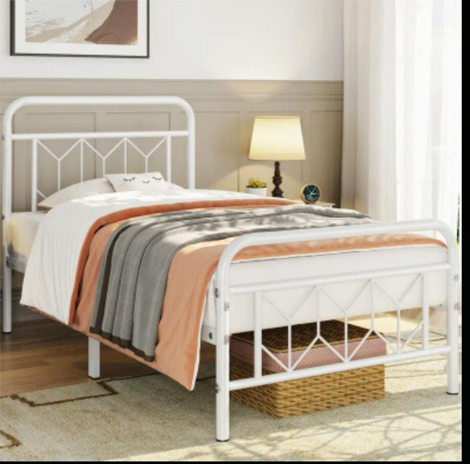 Twin Size Metal Platform Bed Frame Vintage Victorian Style
