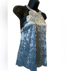 Altar’d State powder Blue Crushed Velvet Halter Top w/ Scalloped Edge Medium NWT