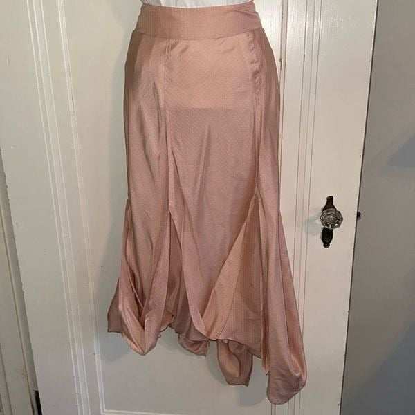 Nicole Miller Collection pink silk unusual asymmetrical skirt