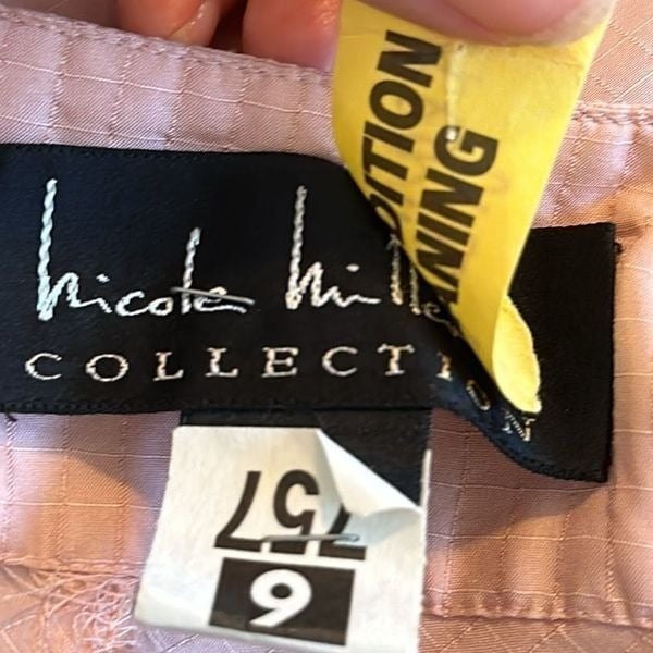 Nicole Miller Collection pink silk unusual asymmetrical skirt - detail