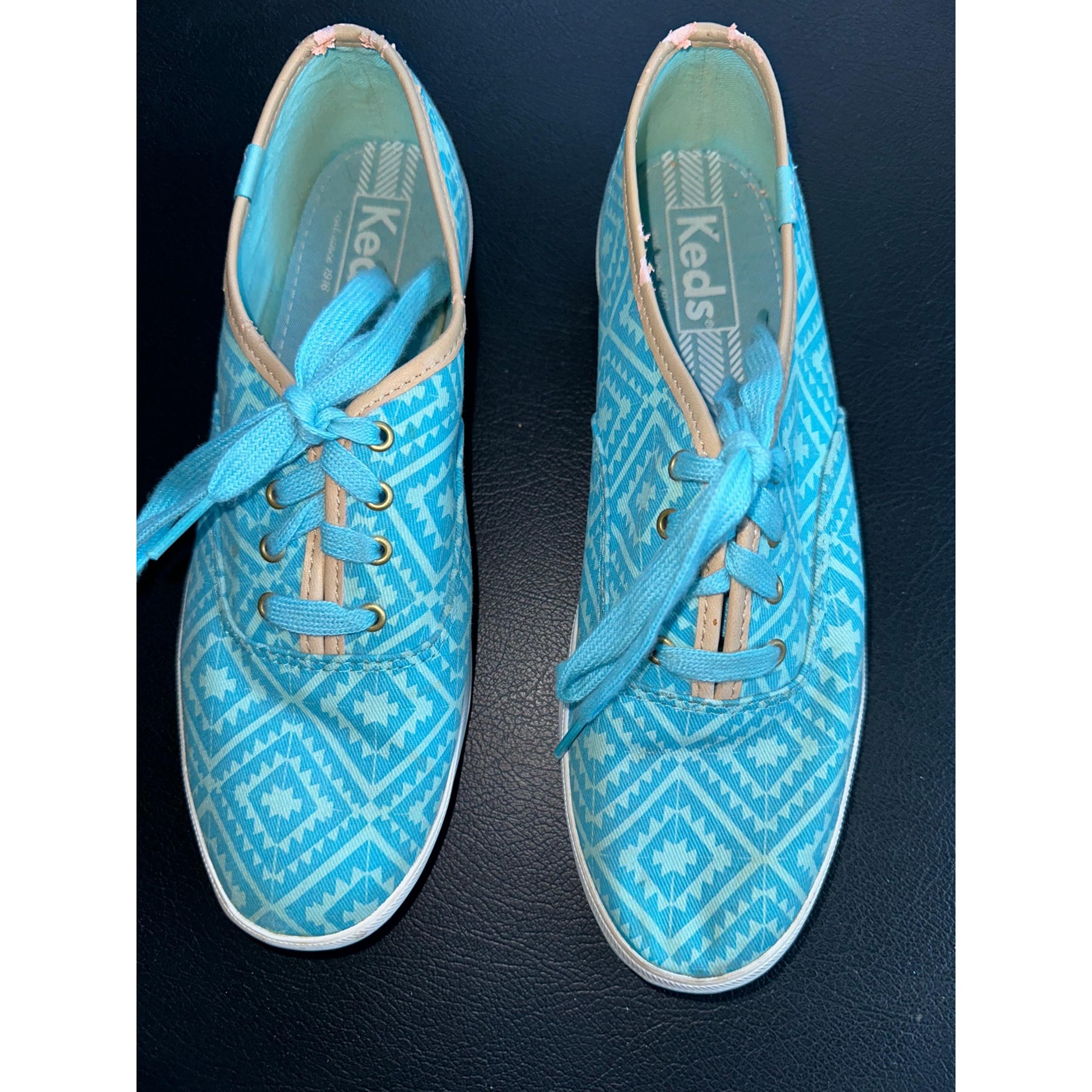 VINTAGE 80's EIGHTIES KEDS TURQUOISE PRINT SNEAKERS 7.5
