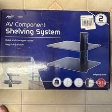 Electronics glass wall mounted shelving