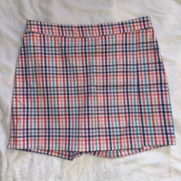 Talbots Women’s Multi Color White Gingham Plaid Skort Size 14 NWOT
