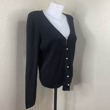 Scotch & Soda Women’s Black Melange Pearl Button V-neck Cardigan Sweater Sz L