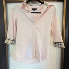 Burberry London pink button down nova check shirt top check size S