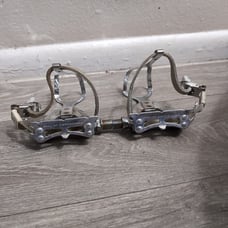 Campagnolo C-Record Platform Pedals W/ C Record Toe Clips & Campagnolo Leather
