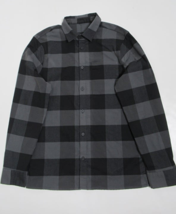 Lululemon Men's Masons Peak Flannel Button Up Shirt Gray Black Size S