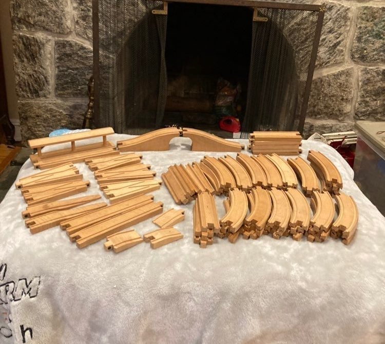 Vintage Playskool Skaneateles Wooden Train tracks 71 pieces