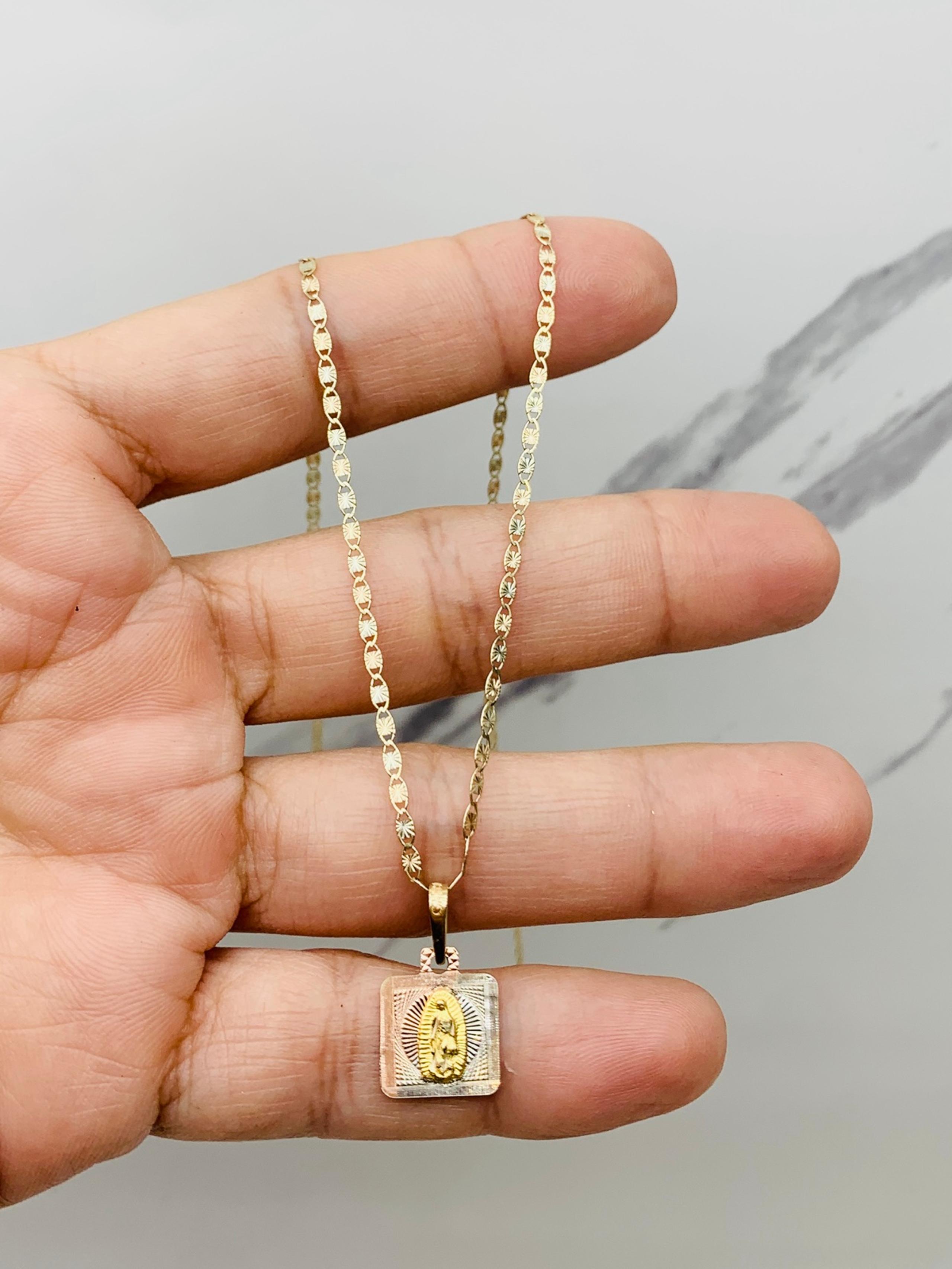 10k gold necklace and pendant Virgin Mary - Virgen de Guadalupe