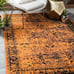 7x10 Feet Orange Terracotta Black Floral Distressed Vintage Area Rug