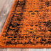 7x10 Feet Orange Terracotta Black Floral Distressed Vintage Area Rug