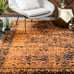 7x10 Feet Orange Terracotta Black Floral Distressed Vintage Area Rug