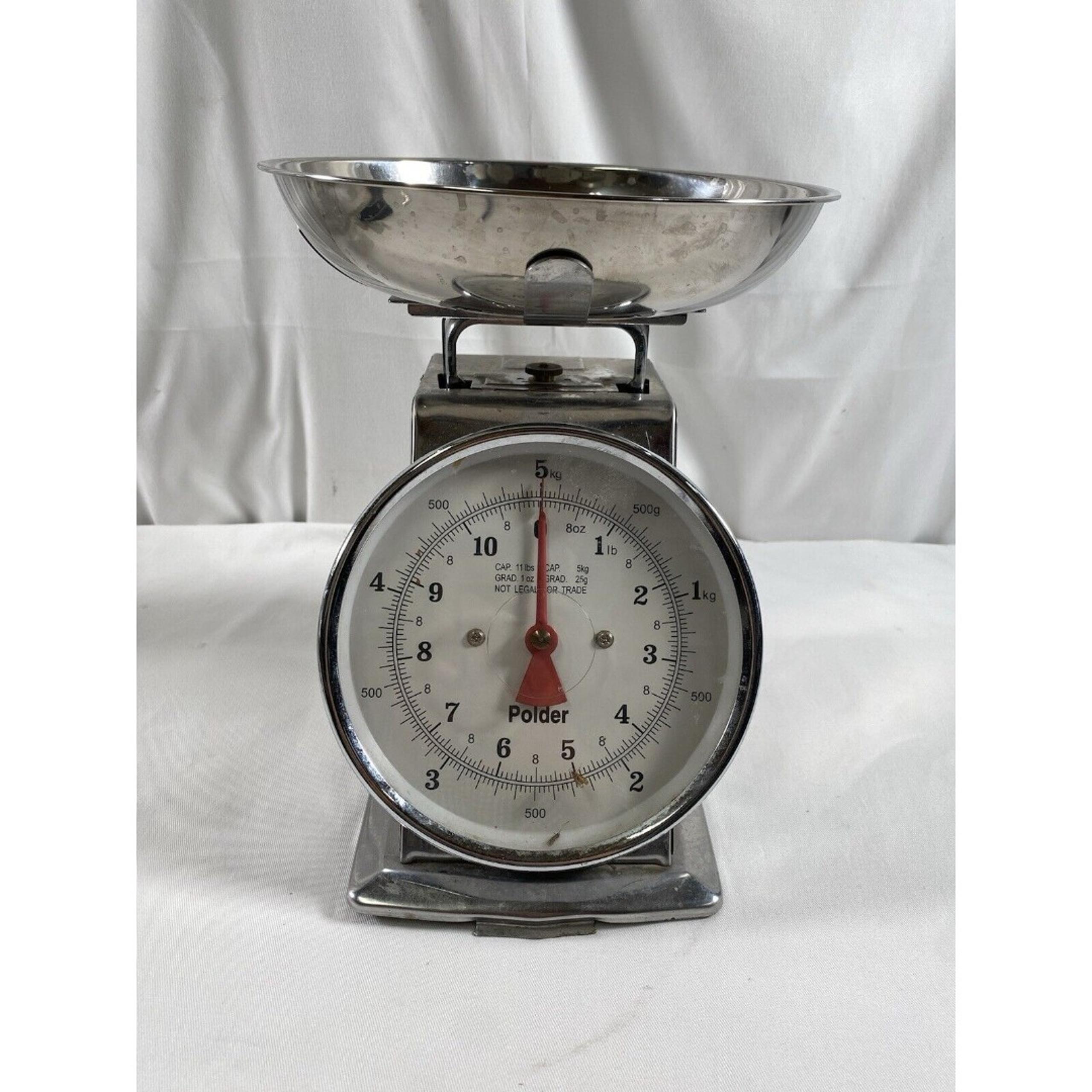 Polder Retro Professional Stainless Steel Analog Kitchen Scale 11 Lb W/Bowl READ