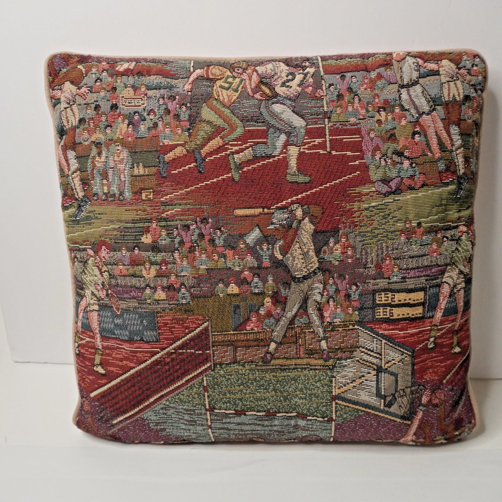 VTG Tapestry Sports Large Throw Pillow 16 Baseball Football Tennis Basketball