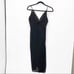C/MEO Collective Presence Black Midi Sheath Sheer Dress V Neck Sleeveless S NEW