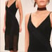 C/MEO Collective Presence Black Midi Sheath Sheer Dress V Neck Sleeveless S NEW