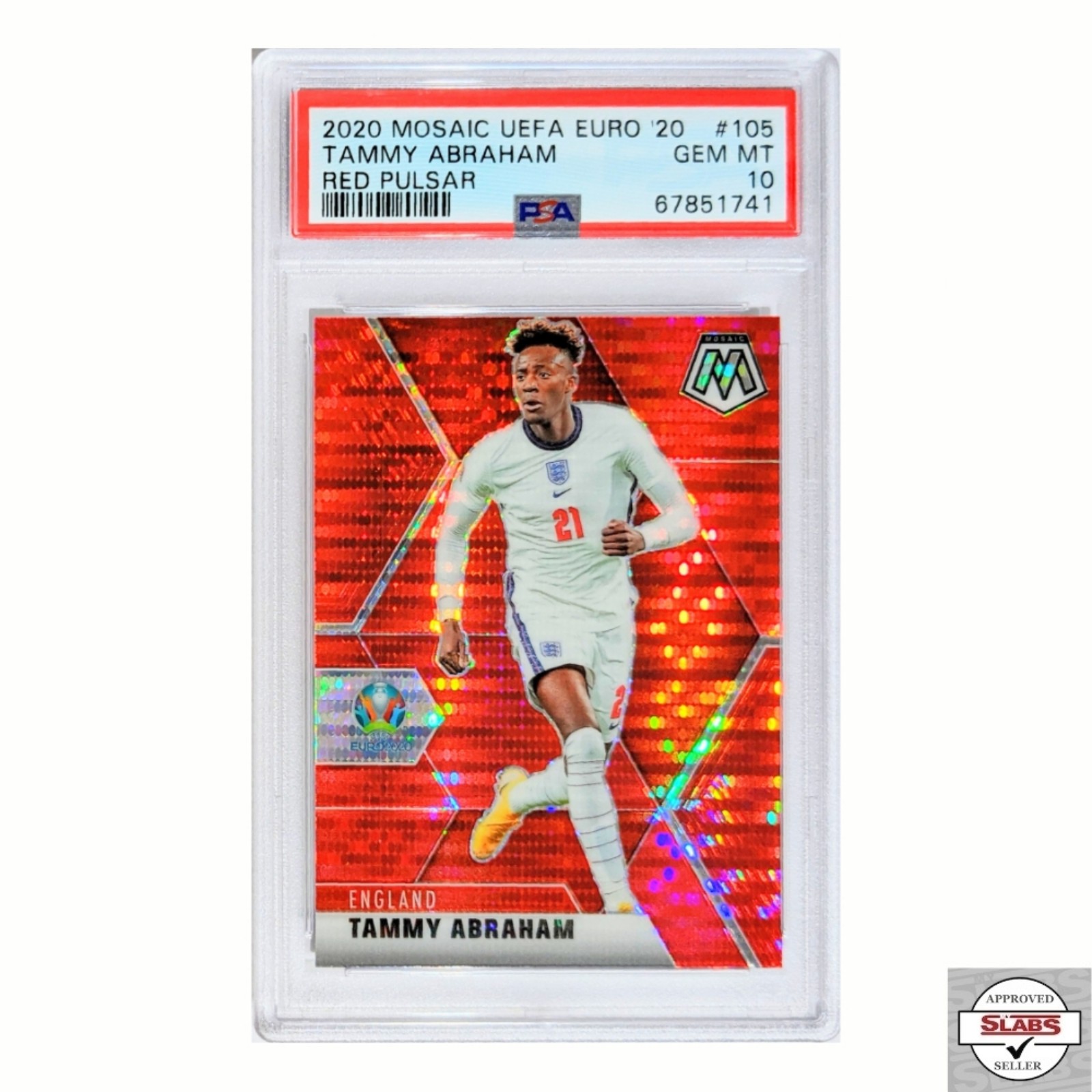 PSA 10 2020-21 Panini Mosaic UEFA Euro RED PULSAR #105 Tammy Abraham ENGLAND