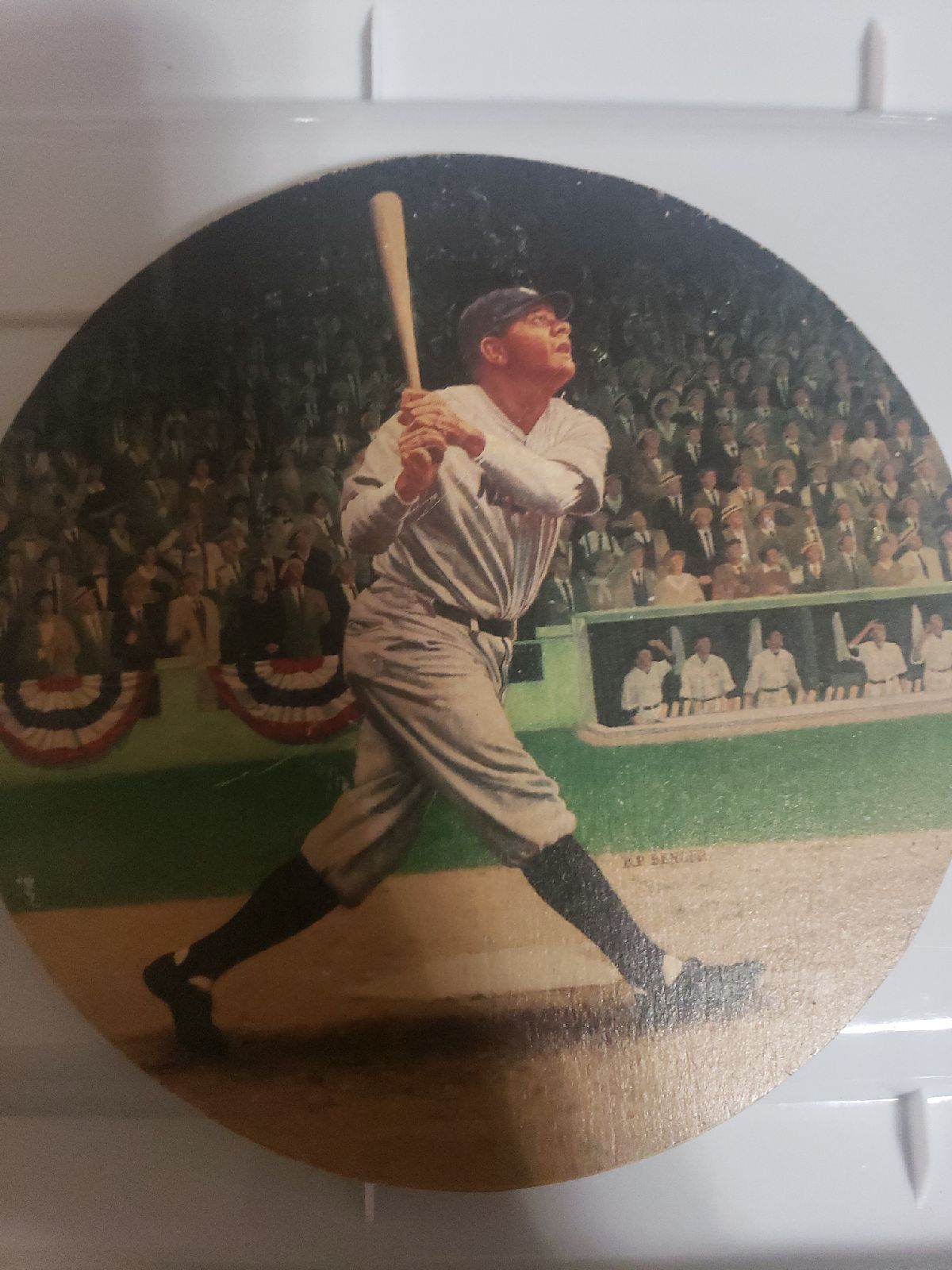 Wooden babe Ruth wall plack.