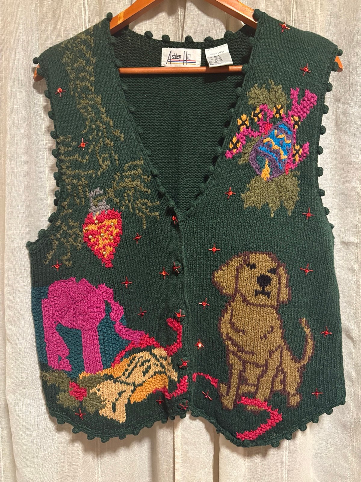 Vintage 90s Christmas Dog Sweater Vest by Ashley Hill