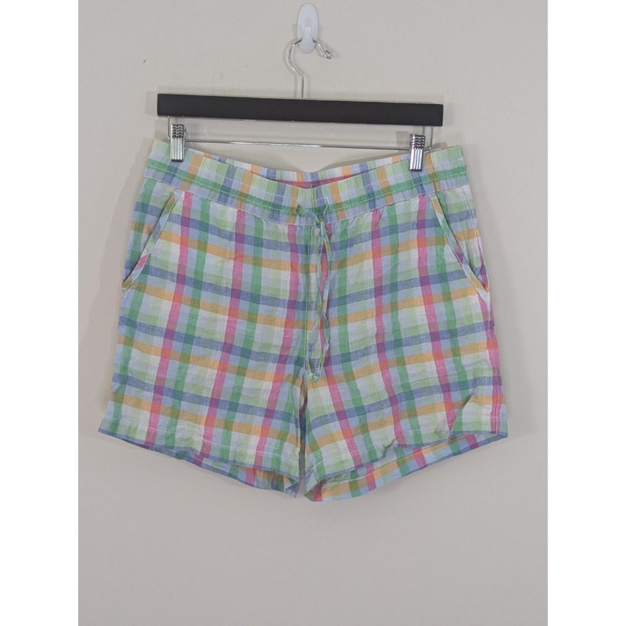 Tommy Bahama Shorts Medium Women 100% Linen Measures 34"x 5" Plad Colorful