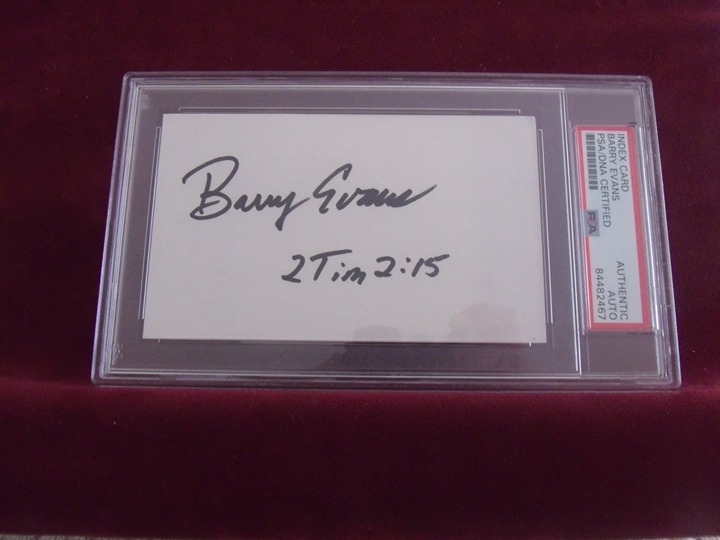 BARRY EVANS 1978-82 YANKEES HAND SIGNED INDEX CARD SLABBED AUTHENTIC PSA/DNA