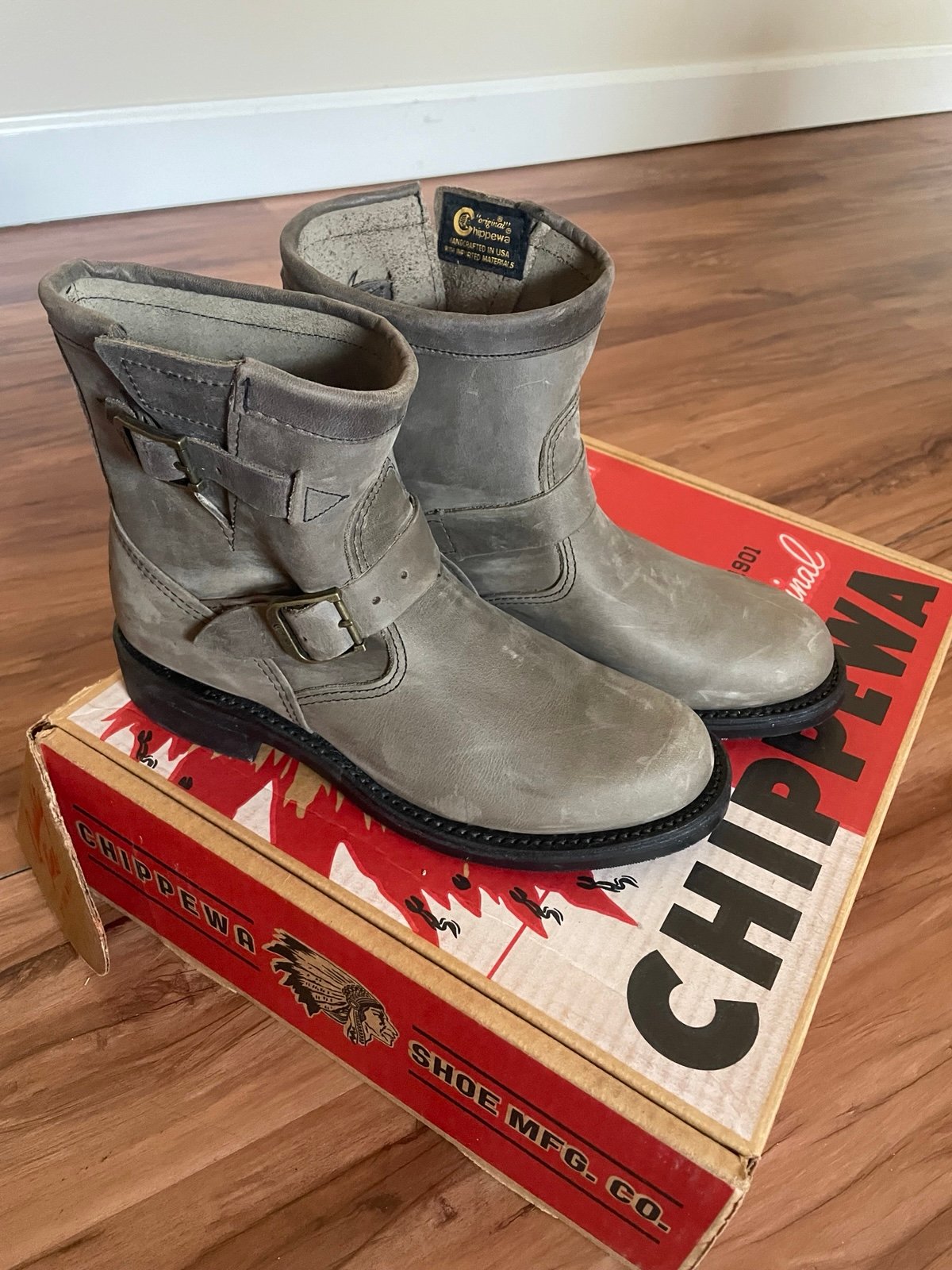 Chippewa Womens Leather Boots Crazy Horse Ladies Engineer 7 Grey 8-1/2M 1901W17