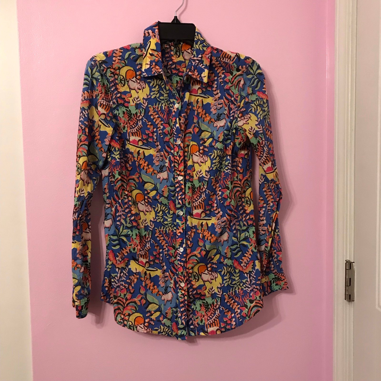 J. McLaughlin Lois freshfield printed button down top size xs