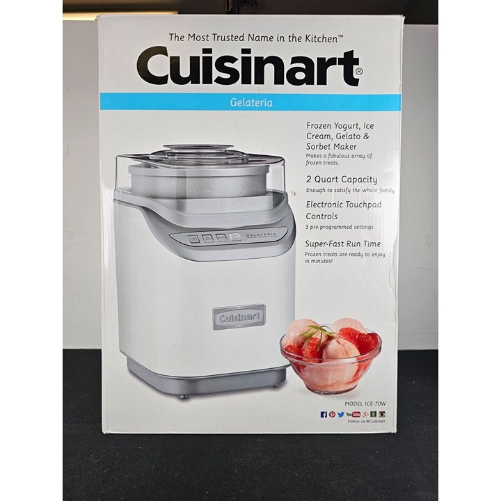 Cuisinart Model ICE-70W 2 Quart Ice Cream Gelato Frozen Yogurt Sorbet Maker