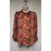 Rachel Zoe Red Floral High Neck Smock Sleeve Blouse Multicolor Red Size Medium