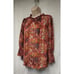 Rachel Zoe Red Floral High Neck Smock Sleeve Blouse Multicolor Red Size Medium