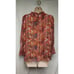 Rachel Zoe Red Floral High Neck Smock Sleeve Blouse Multicolor Red Size Medium